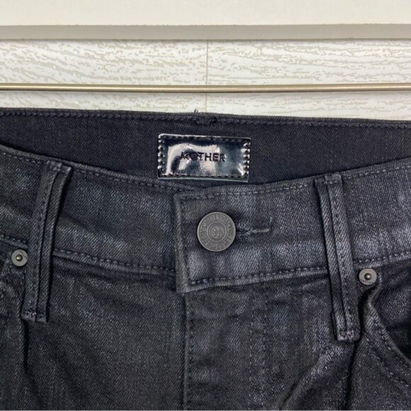 NWT MOTHER The Swooner Ankle Skinny Jeans Painted Black Coated Jean 27 - Picture 3 of 6